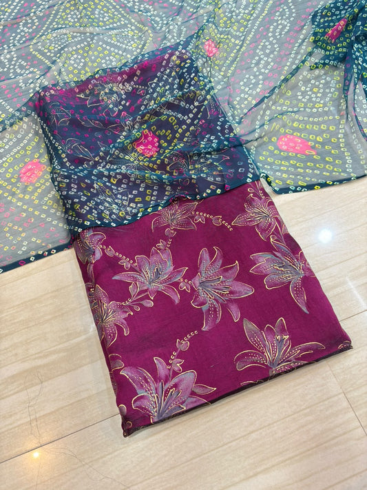 Glass Cotton With Gold Pure Chunari- 2054
