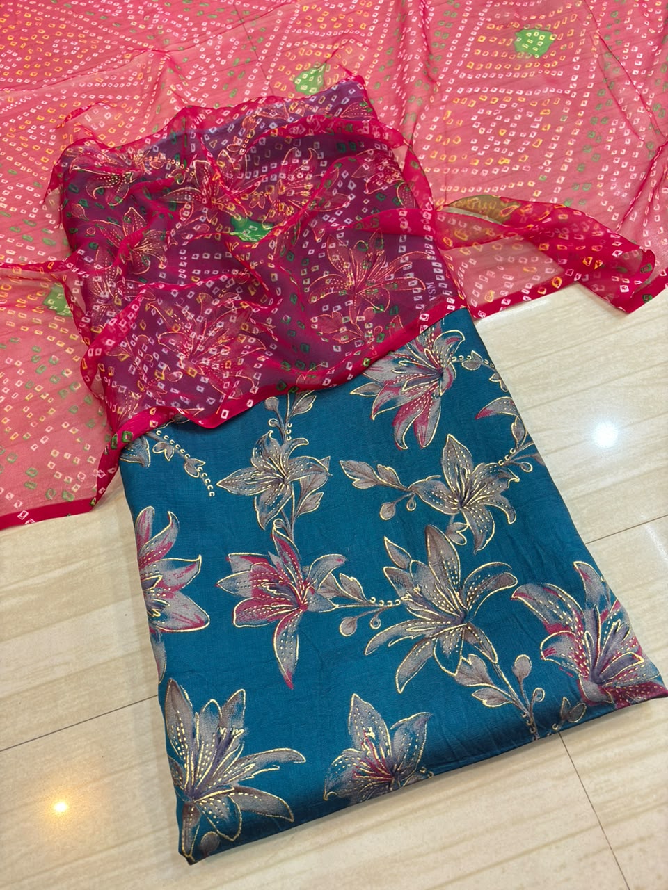 Glass Cotton With Gold Pure Chunari- 2053
