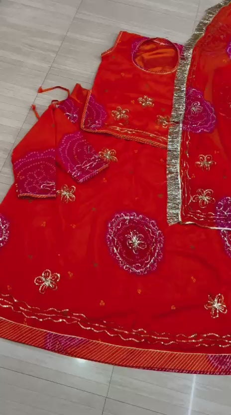 Ghewar Tari (ORANGE & RANI)-817