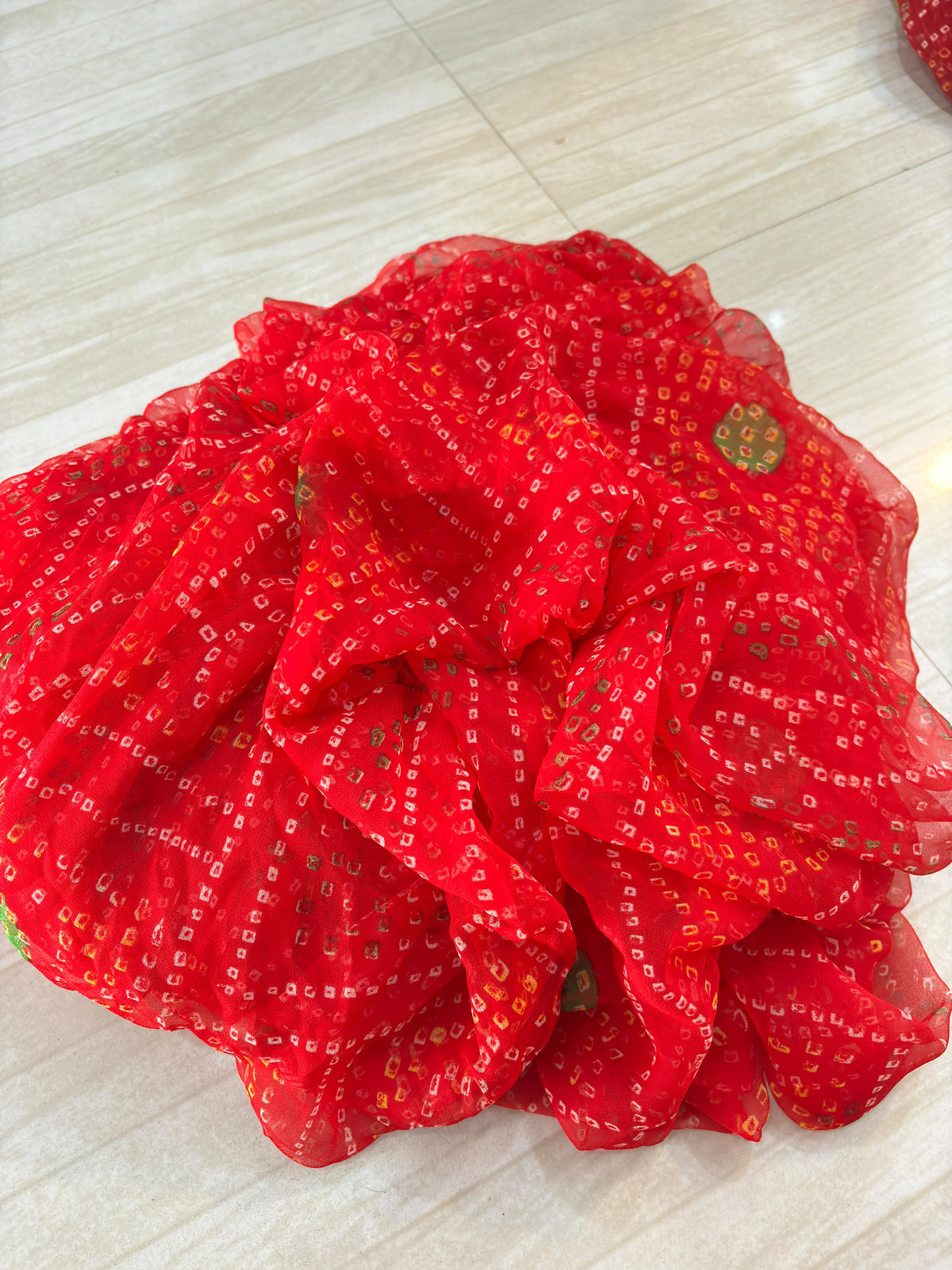 Zero Bandhej Gold Pure Odhna (Red)-2016