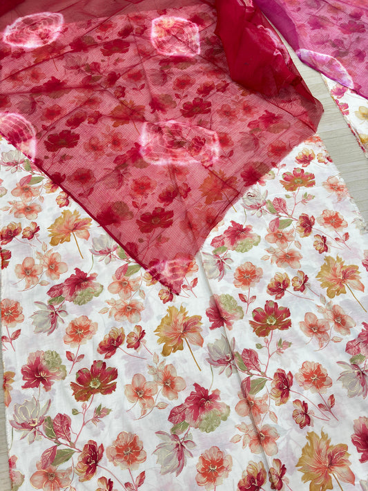 Modal Silk With Doriya Odhna (Red)-829