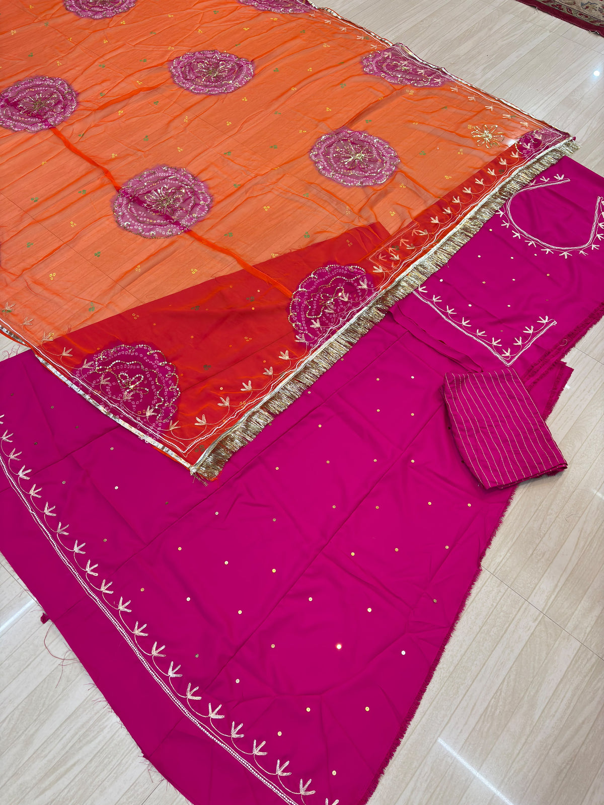 Natural Moti Suit Hot Pink Special- 1995