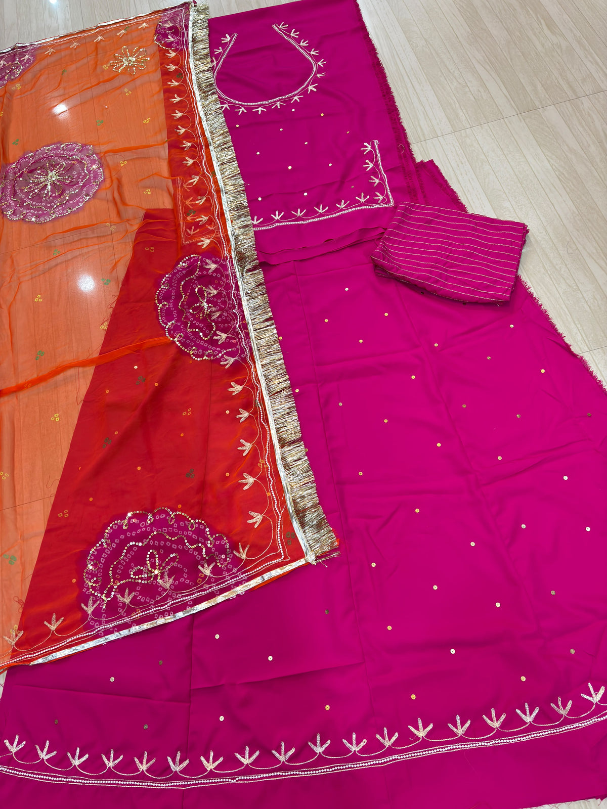 Natural Moti Suit Hot Pink Special- 1995